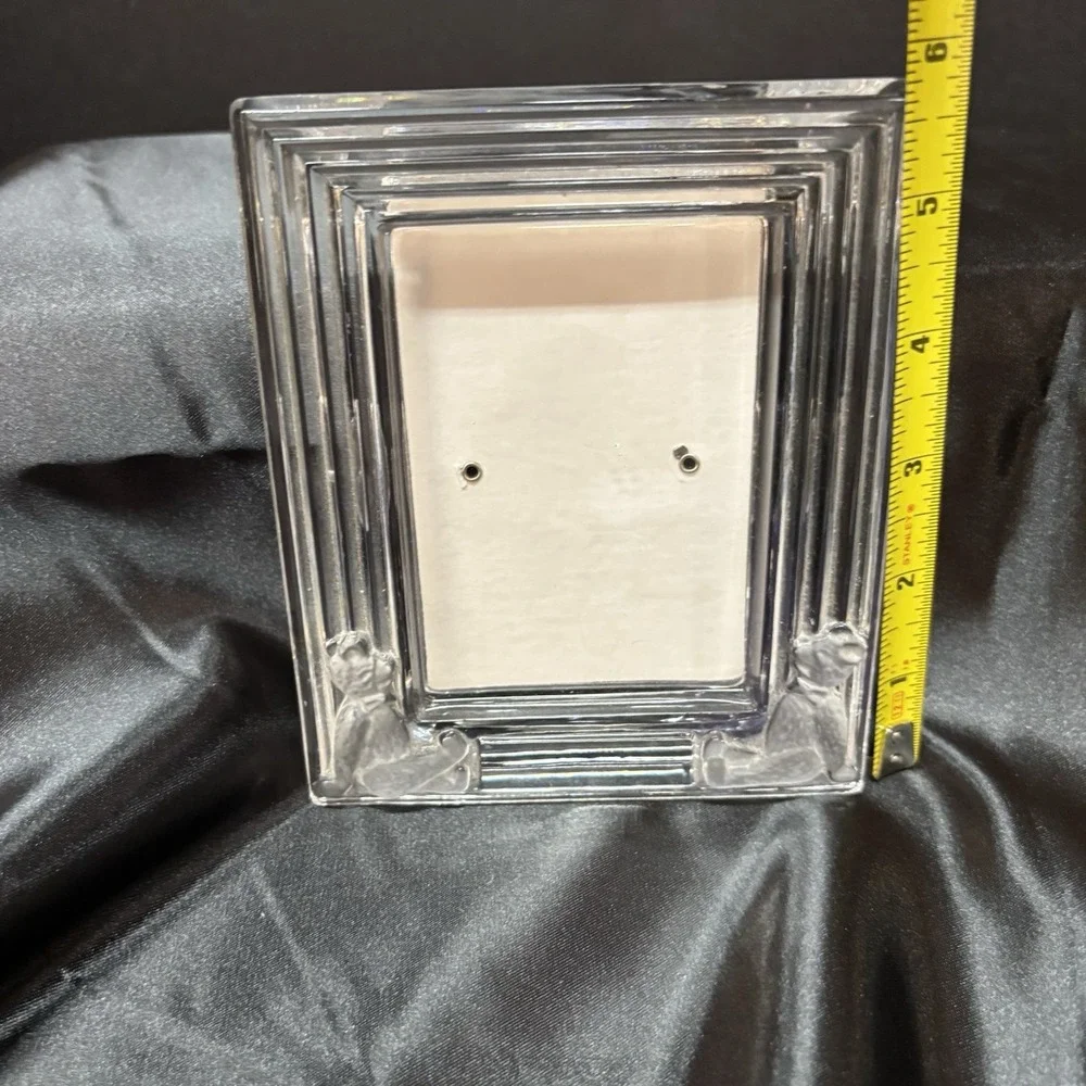 Lead Crystal Photo‎ Frame Frosted Bears Baby Heavy 3x4 Picture Opening No Flaws